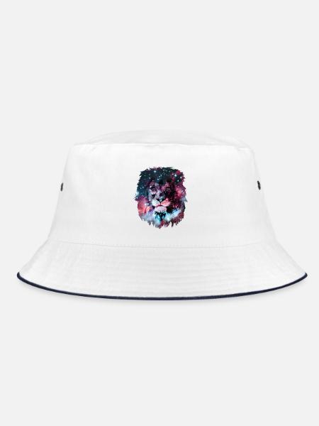 Löwe - Bucket Hat - Weiß/Navy