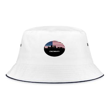 Cincinnati Ohio USA Flagge Skyline Reise Souvenir - Bucket Hat - Weiß/Navy - Vorne