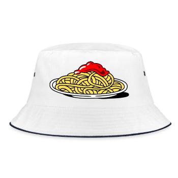 Spaghetti mit Tomaten - Bucket Hat - Weiß/Navy - Vorne