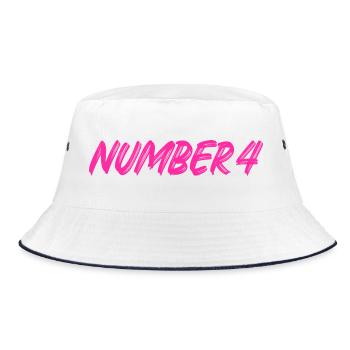 Number 4 - vier - vierter - vierte - 4 - Nummer 4 - Bucket Hat - Weiß/Navy - Vorne