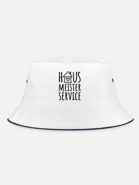 Hausmeisterservice - Hausmeister Service - Bucket Hat - Weiß/Navy - Vorne