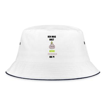 Ich mag keine Zwiebeln - Bucket Hat - Weiß/Navy - Vorne