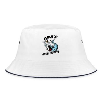 Opa's Angelexperte - Angeln mit Opa - Bucket Hat - Weiß/Navy - Vorne