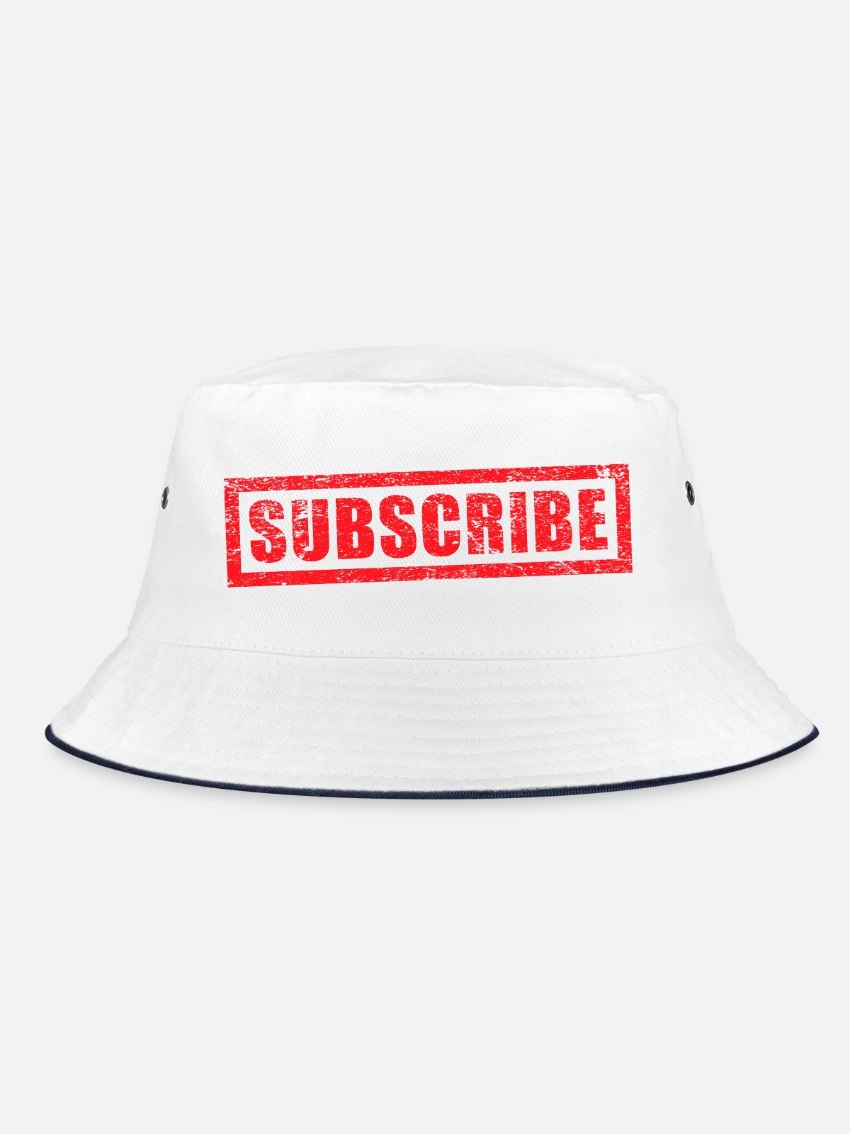 subscribe grunge stamp - Bucket Hat - white/navy - Front