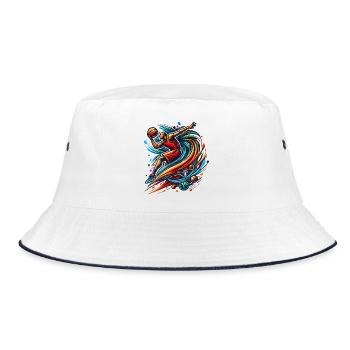 Basketball Logo - Bucket Hat - white/navy - Front