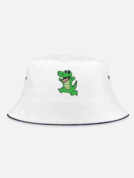 Krokodil Niedlich froh lustig - Bucket Hat - Weiß/Navy - Vorne