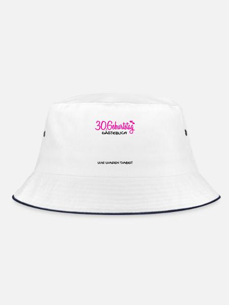 30 Geburtstag Gästebuch Deko Geschenk - Bucket Hat - Weiß/Navy - Vorne
