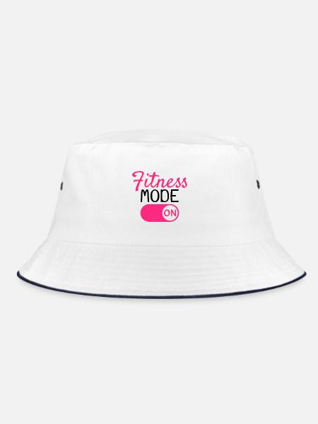 Fitness Modus An - Bucket Hat - Weiß/Navy