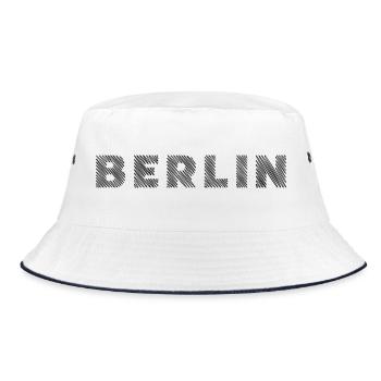 Berlin German Capital Hatching Letter - Bucket Hat - white/navy - Front