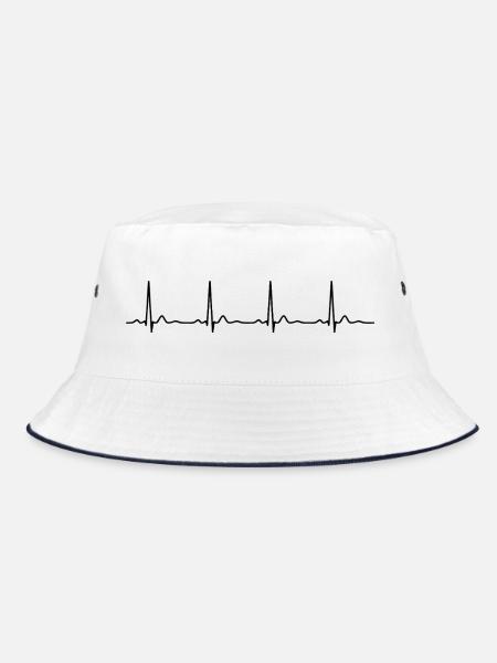 Ligne ECG du battement cardiaque Vecteur d’ondes d’impulsion médicale - Bob - blanc/marine