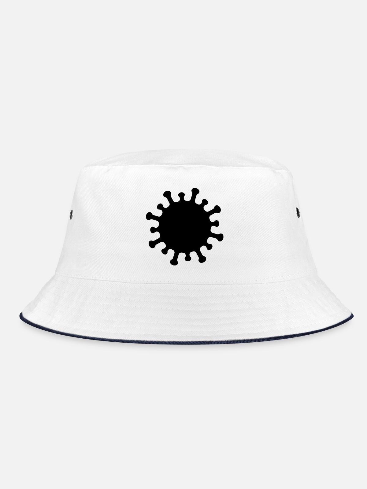 Corona-Virus-Symbol - Bucket Hat - Weiß/Navy - Vorne