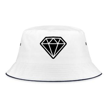 Diamant-Symbol - Bucket Hat - Weiß/Navy - Vorne