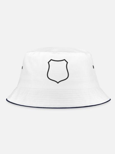 Leeres Schildlinien-Symbol Abzeichen Wappen Umrisssymbol - Bucket Hat - Weiß/Navy - Vorne