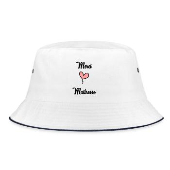 GELIEBTE. VIELEN DANK. DANKE, HERRIN - Bucket Hat - Weiß/Navy - Vorne