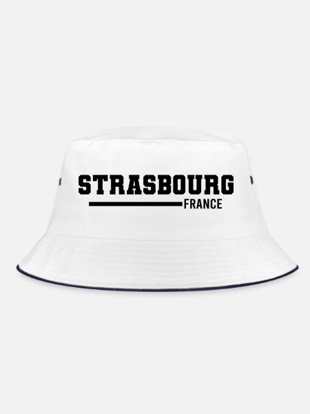 Straßburg | Frankreich - Bucket Hat - Weiß/Navy - Vorne
