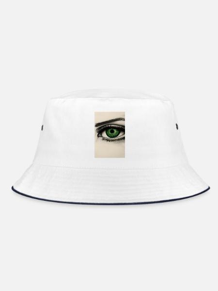 Grünes Auge Zeichnung - Bucket Hat - Weiß/Navy