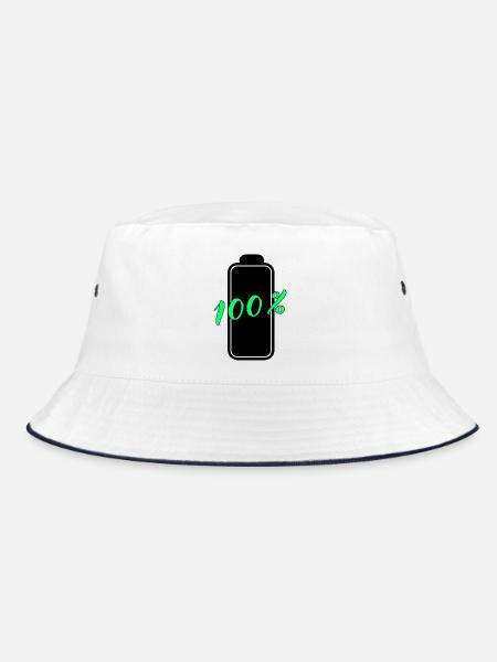 Batterie hat 100% volle Energie - Bucket Hat - Weiß/Navy - Vorne