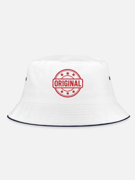 Original Grunge Rubber Stamp Badge Vector Design - Bucket Hat - white/navy - Front