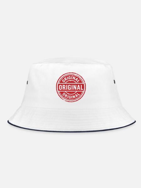 Original Grunge Rubber Stamp Badge Vector Design - Bucket Hat - white/navy - Front