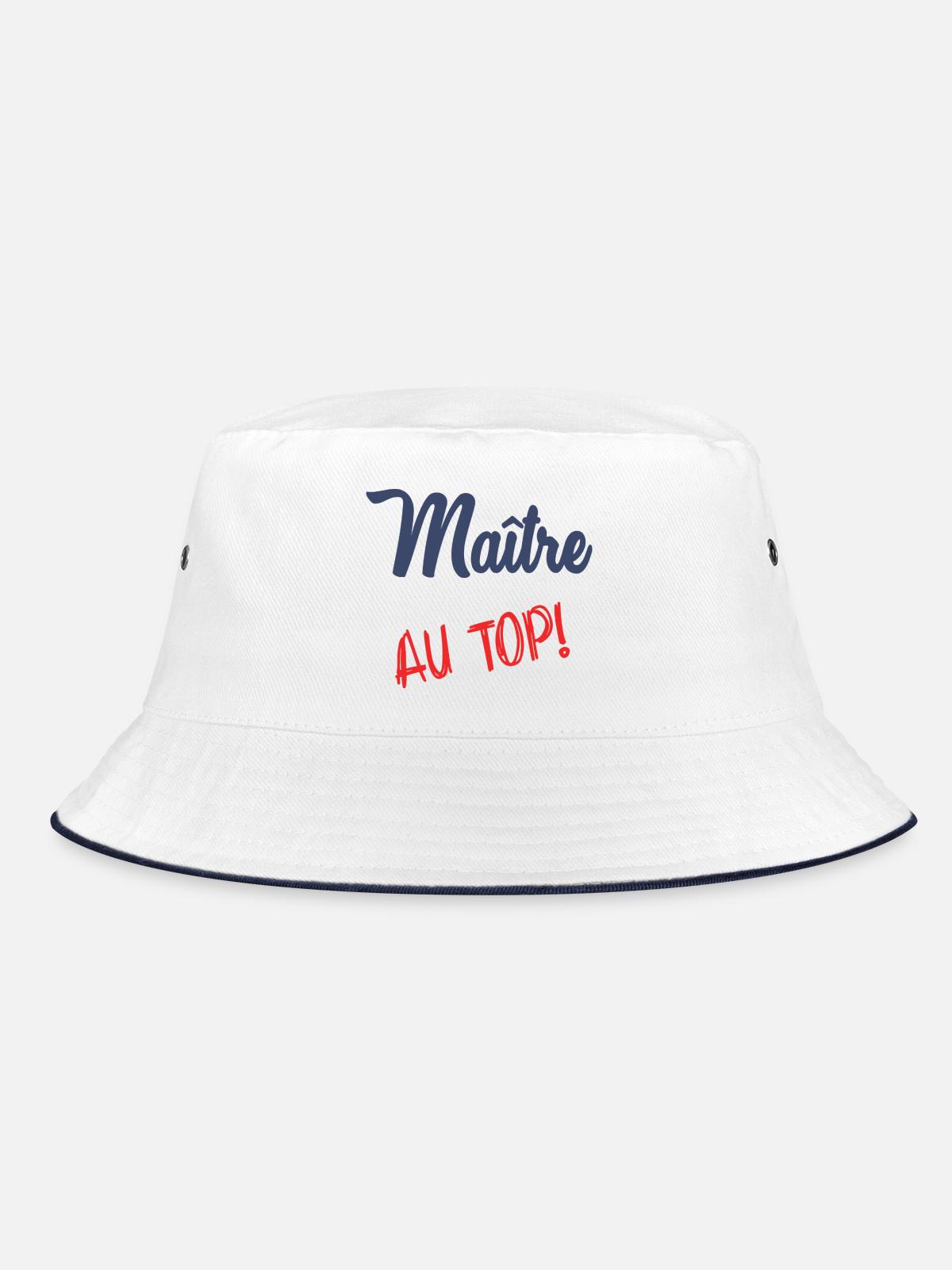 MASTER AT THE TOP - Bucket Hat - white/navy - Front