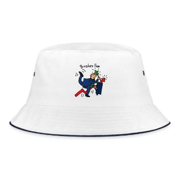 Broker Fee - Bucket Hat - Weiß/Navy - Vorne