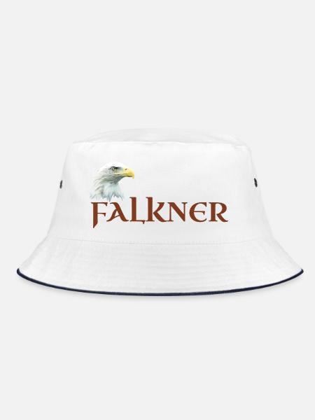 Falkner, Adlerkopf, Weißkopfseeadler für Falknerei - Bucket Hat - Weiß/Navy - Vorne