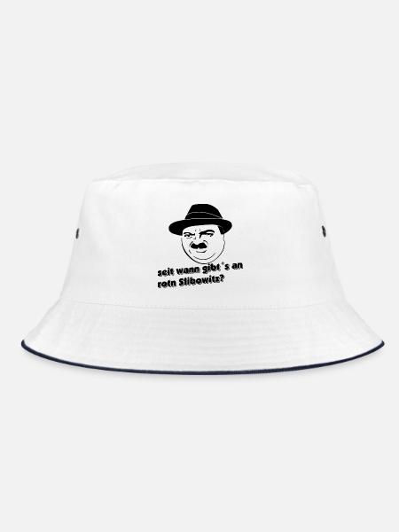 Seit wann gibt's an roten Slivovitz? Quasi - Bucket Hat - Weiß/Navy - Vorne