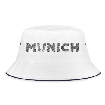 Munich Bavaria German City Hatching lettering - Bucket Hat - white/navy - Front