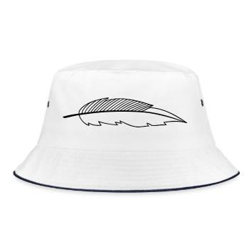 Feder - Bucket Hat - Weiß/Navy - Vorne