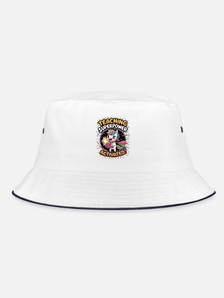 Teaching Superpower Activated! - Bucket Hat - white/navy - Front