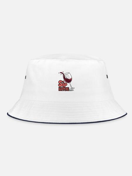 Schluck passiert - Bucket Hat - Weiß/Navy - Vorne