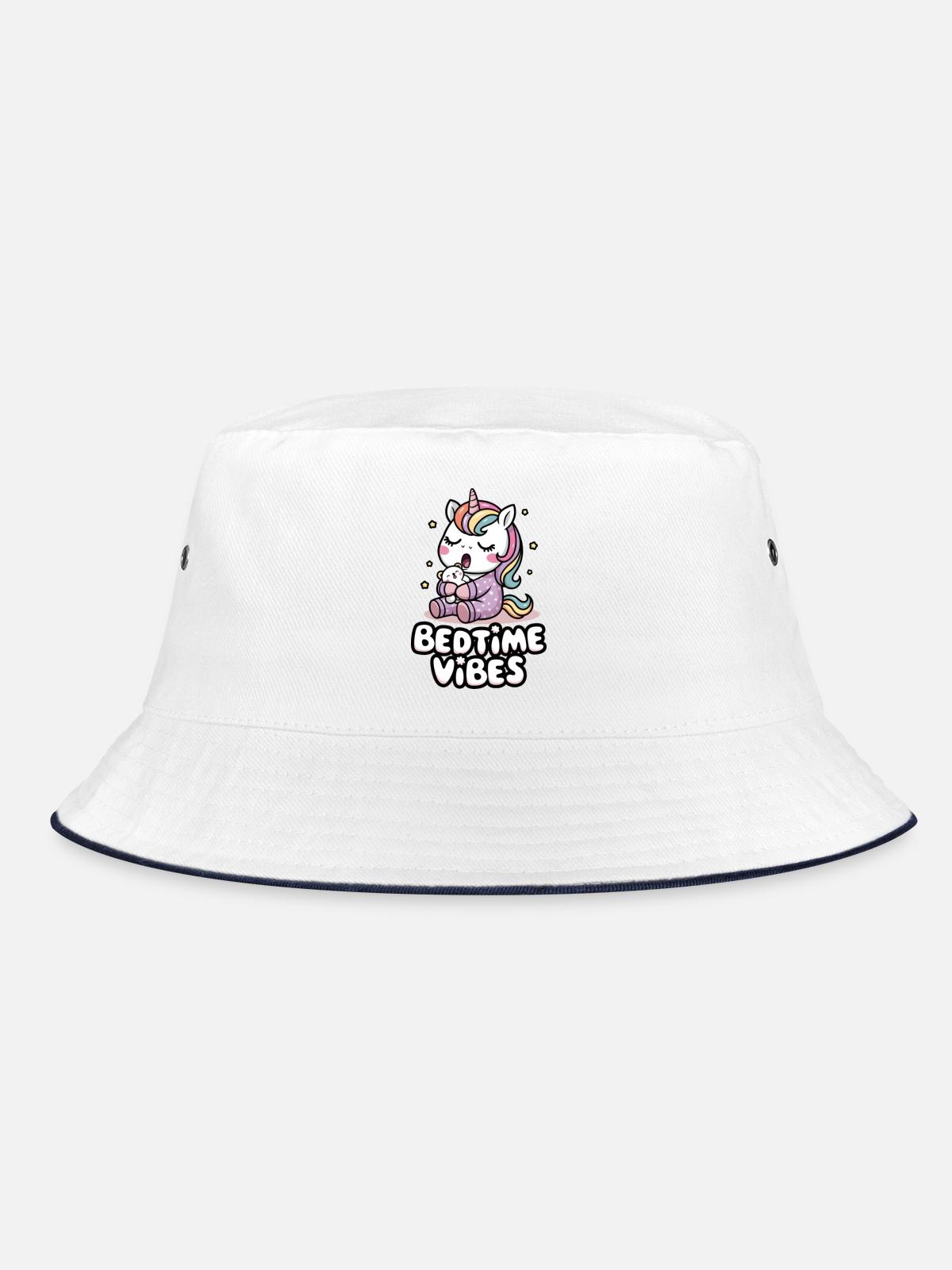 Bedtime Vibes - Bucket Hat - white/navy - Front