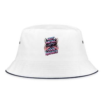 Heißes Metall, kühle Ergebnisse - Bucket Hat - Weiß/Navy - Vorne