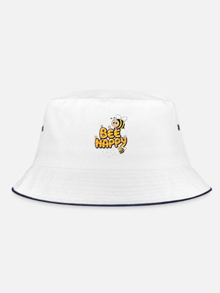 Bee Happy - Bucket Hat - white/navy