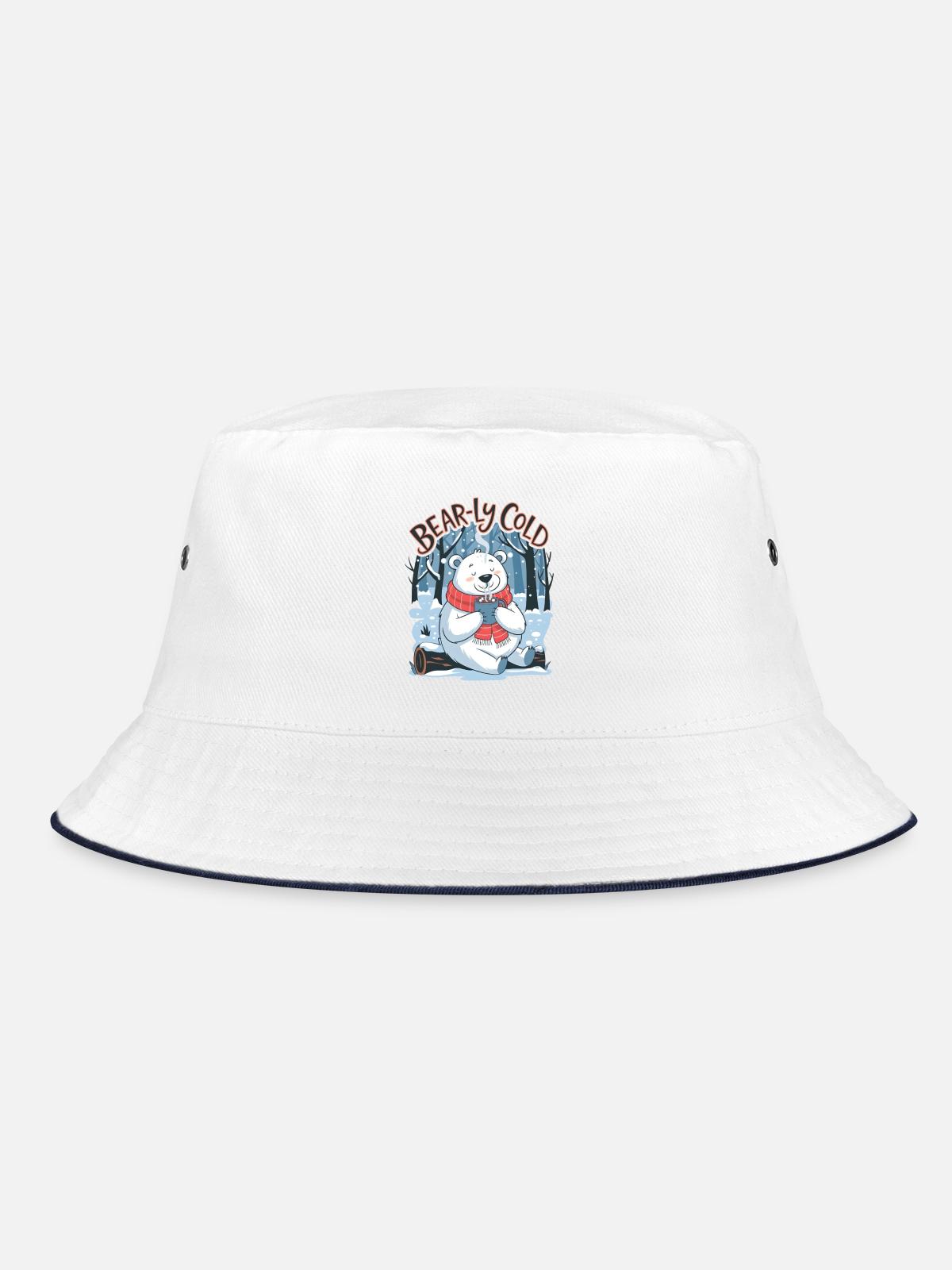 Bear-ly Cold - Bucket Hat - white/navy - Front