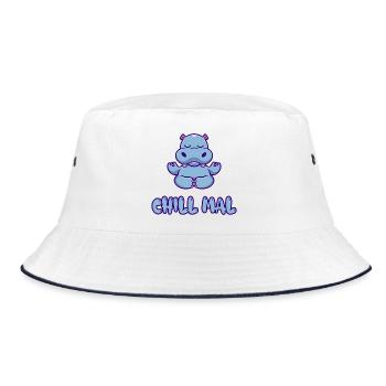 Chill Mal Hippo Meditation - Bucket Hat - Weiß/Navy - Vorne