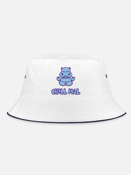 Chill Mal Hippo Meditation - Bucket Hat - Weiß/Navy