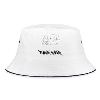 Geometrischer Bär - Bucket Hat - Weiß/Navy - Vorne