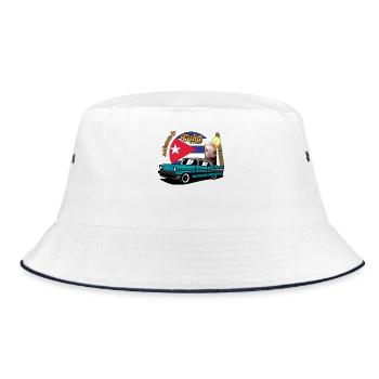 Kuba Zigarre Auto Rum Libre Havanna Souvenir retro - Bucket Hat - Weiß/Navy - Vorne