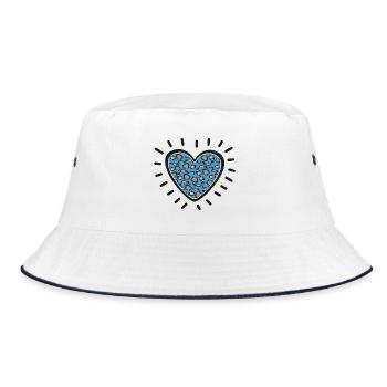 Leopard Heart Burst - Bucket Hat - white/navy - Front
