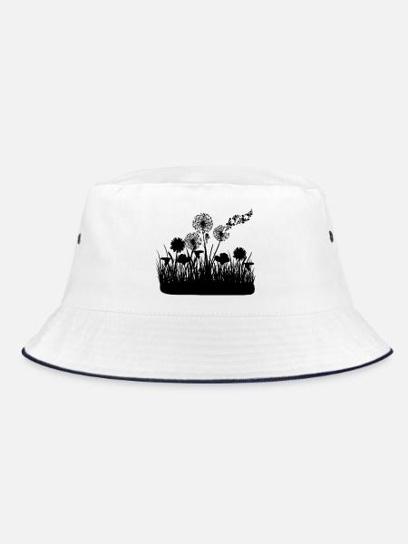 Schmetterlingdesign Pusteblumen Wiese Herzen - Bucket Hat - Weiß/Navy