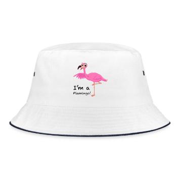 Flamingo Pose in Pink - Bucket Hat - Weiß/Navy - Vorne