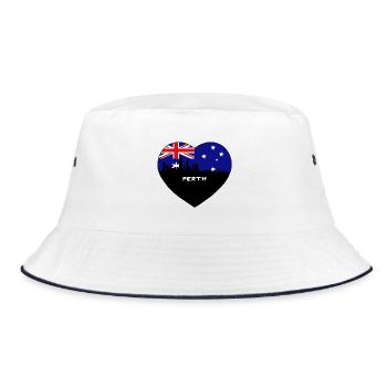 Perth Australien Flagge Skyline Reise Souvenir - Bucket Hat - Weiß/Navy - Vorne