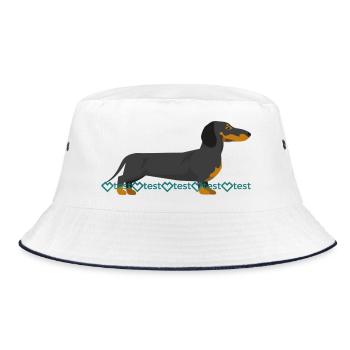 Dachshund Picture - Bucket Hat - white/navy - Front