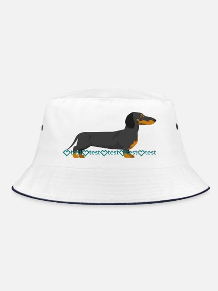 Dackel Bild - Bucket Hat - Weiß/Navy
