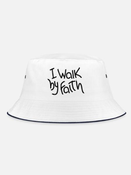 Ich gehe am Glauben vorbei - Bucket Hat - Weiß/Navy