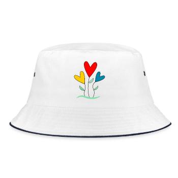 FLEUR. - FLOWER. NATUR. ÖKOLOGIE. - GLÜCK. ZEN - Bucket Hat - Weiß/Navy - Vorne