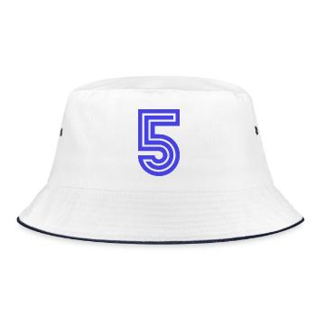 5. 5 JAHRE. 5-JÄHRIGES JUBILÄUM. 5-JÄHRIGES JUBILÄUM. 5. - Bucket Hat - Weiß/Navy - Vorne