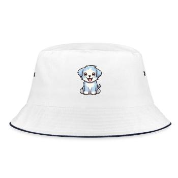 baby hund karikatur kawaii aquarell illustration - Bucket Hat - Weiß/Navy - Vorne