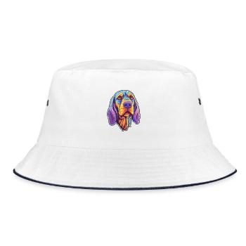 Friesische Vorstehhunderasse Cartoon Kawaii Illustra - Bucket Hat - Weiß/Navy - Vorne